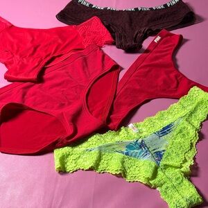 PINK Victoria's Secret Panties Set - Red, Green Burgundy.